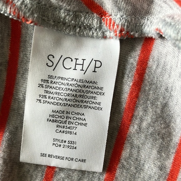 Cabi gray with orange sleeveless tank with rounded neck and peplum bottom. - Picture 7 of 12